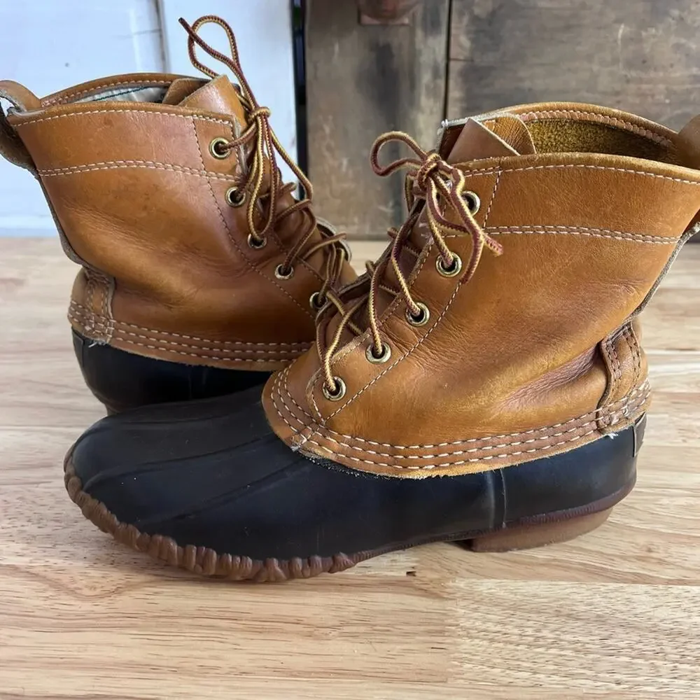LL Bean Boots Womens 6 Brown Leather Thinsulate Maine Hunting Shoe Duck Vintage